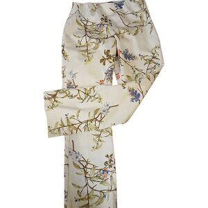 ZARA BASIC Botanical Print Mid-Rise Cotton Pants S -EUC